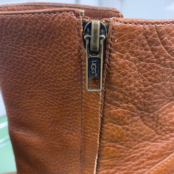 UGG Australia Cosima Mid Brown Leather Stud Ankle Platform Heel Boots Size 9.5 - Picture 5 of 10